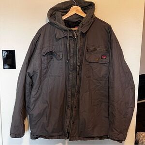 Wrangler Workwear Men's Quilted Lined
Work Shirt Jacket with Hood, XXL